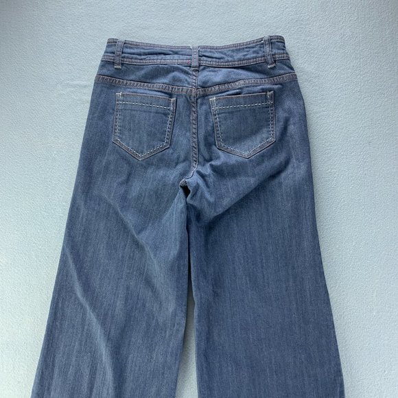 **SOLD**Y2K Tristan Womens Jeans 4 x 30.5 Wide Leg Mid Rise Thick Stitching - Picture 5 of 12
